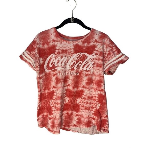 Coca Cola Tops - Coca Cola Tie Dye Pink & White Refreshing Tee sz L(11-13)